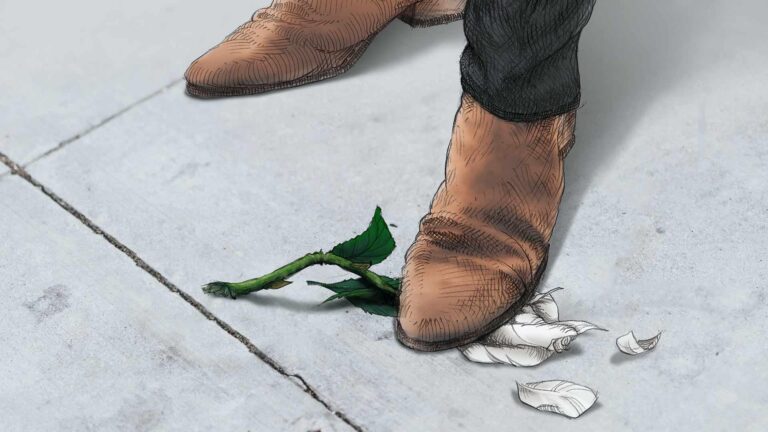 Wenn man Blumen mit Füßen tritt